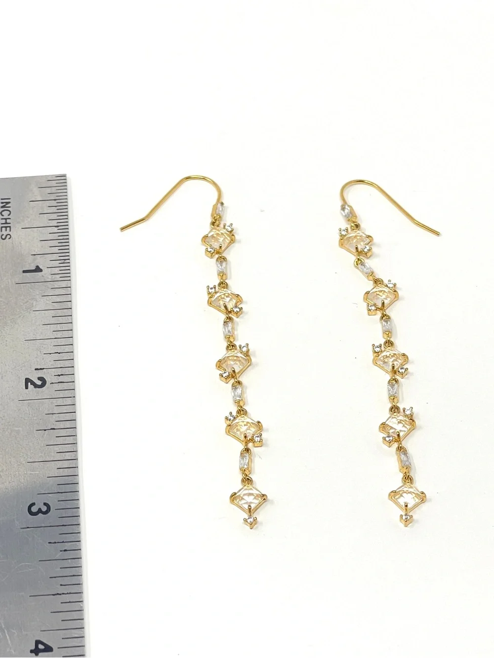 New Anthropologie Crystal Drop Dangle Earrings Gold